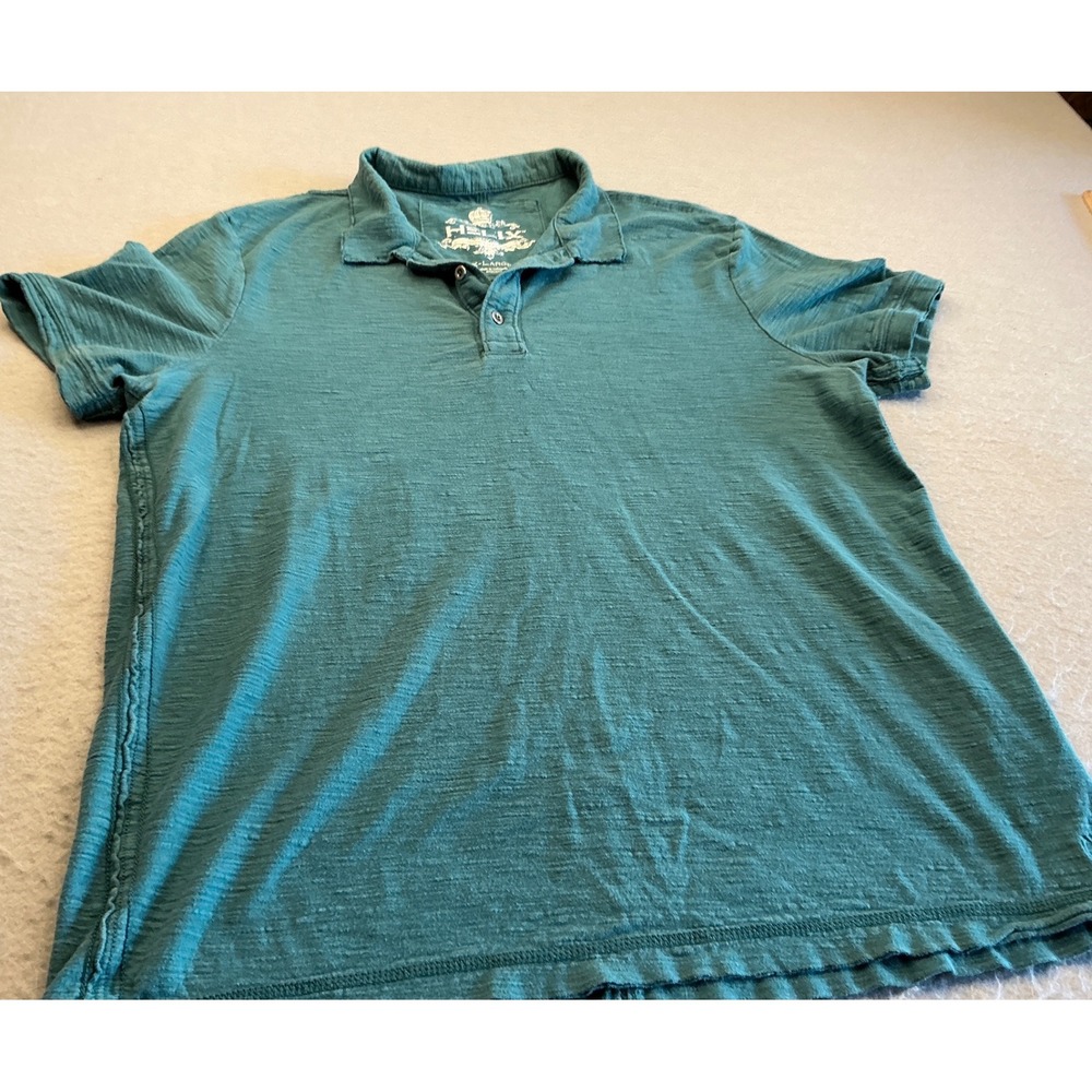 Helix Teal Blue‎ Slub Knit Polo Shirt Short Sleeve Casual Mens Size XL